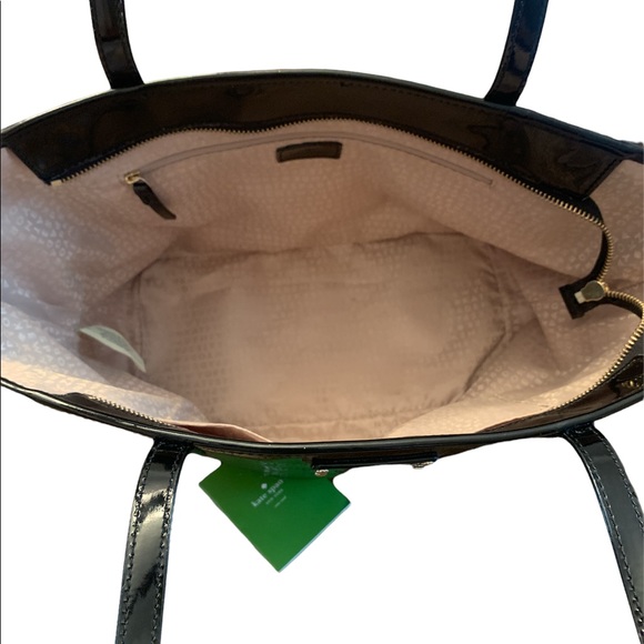 Kate Spade Harmony Metro Black Patent Leather Zipper Tote Shoulder Handbag Purse - Picture 7 of 11